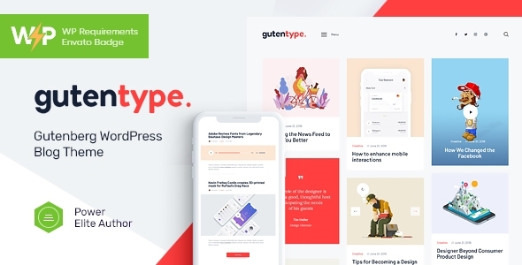 Gutentype Gutenberg Blog Theme + Elementor 2.1.9