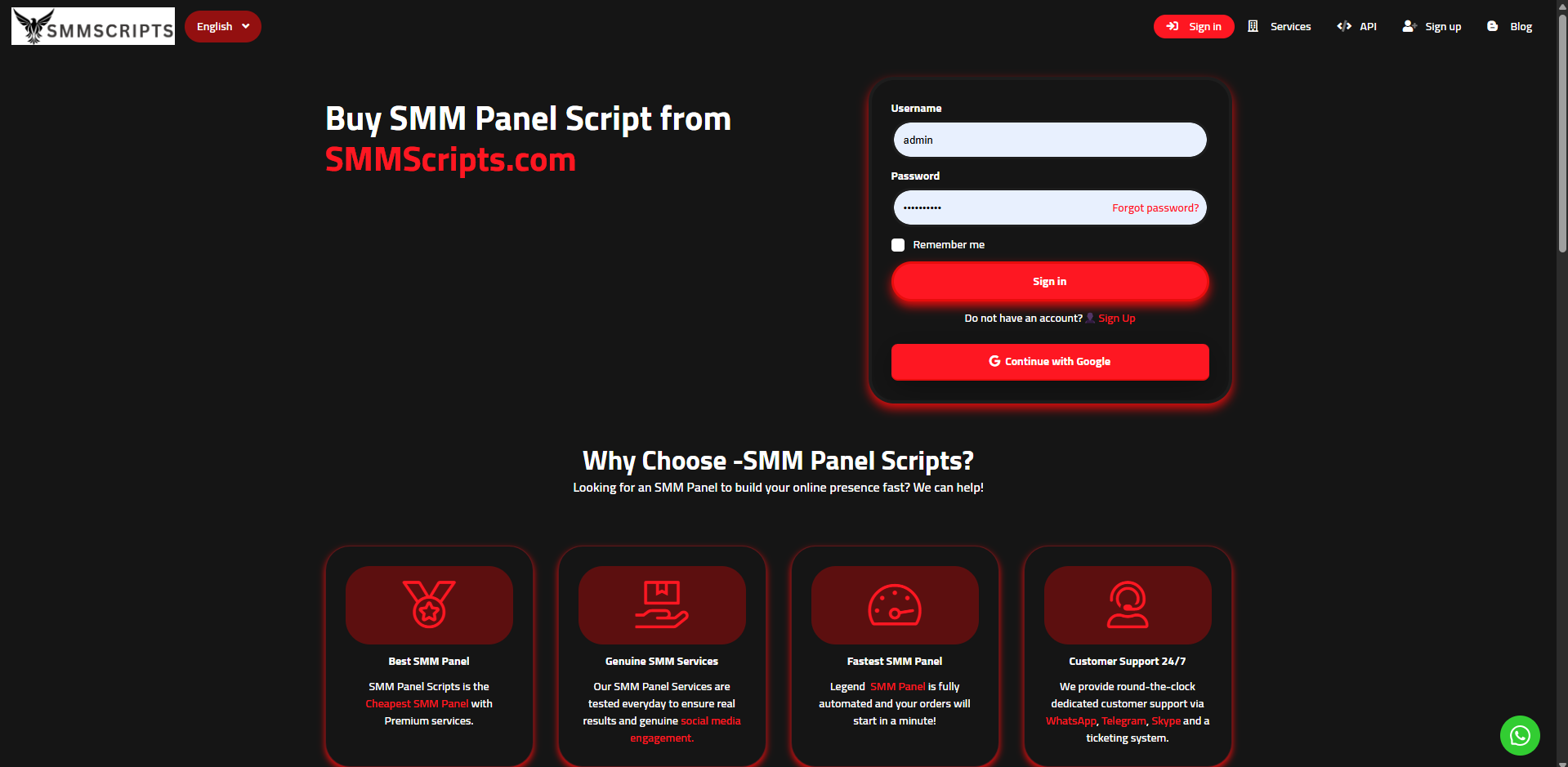 SMM Legend Panel Official Script - SMM Scripts